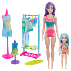 Barbie Color Reveal Tie-Dye Fashion Maker Gift Set with Barbie & Chelsea Dolls | HCD29