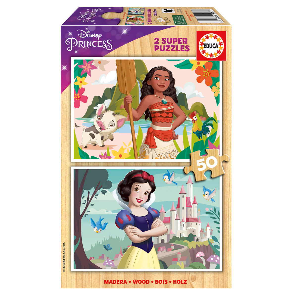 Educa Disney Princess - Moana & Snow White 2 Super Puzzles 50 pcs | 19961