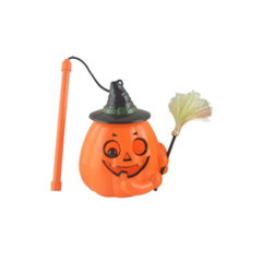 Halloween Light-Up Pumpkin Lanterns with Witch Hat & Broom - Green Hat | AL2629