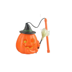Halloween Light-Up Pumpkin Lanterns with Witch Hat & Broom - Green Hat | AL2629