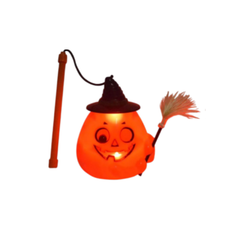 Halloween Light-Up Pumpkin Lanterns with Witch Hat & Broom - Brown Hat | AL2629
