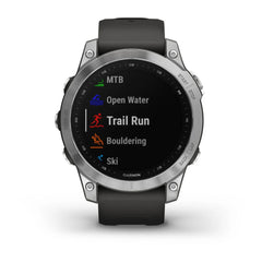 Garmin Fenix 7 Adventure Rugged Multi-Sport GPS Smart Watch - Standard Edition - Silver with Graphite Band | 010-02540-00