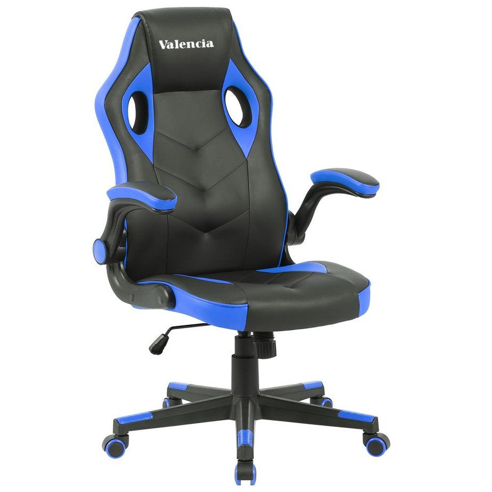 Valencia Mid-Back Chair Black Blue | VL 615-BLUE