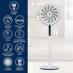 Beper Deluxe Pedestal Fan Trio - 13 Blades With Remote Control | P206VEN154