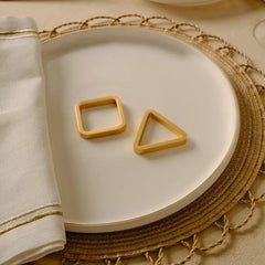 Karaca Home Cubist Geometric 2-Piece Napkin Ring Set - Gold | 8683650341772
