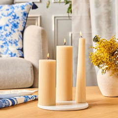Karaca Striped Taper Candle Beige 22 cm Decorative | 8683650395232
