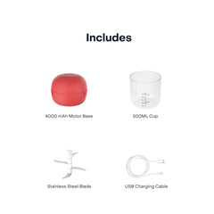 Nutricook Choppi Cordless Rechargeable Chopper Red | CH600R-ME