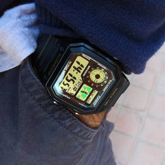 Casio Digital Men Watch Black Case, Black Dial , Black Resin Band | AE-1200WH-1BVDF