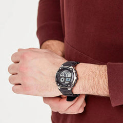 Casio Digital Men Watch Silver Case, Black Dial , Black Resin Band | AE-2100W-1AVDF