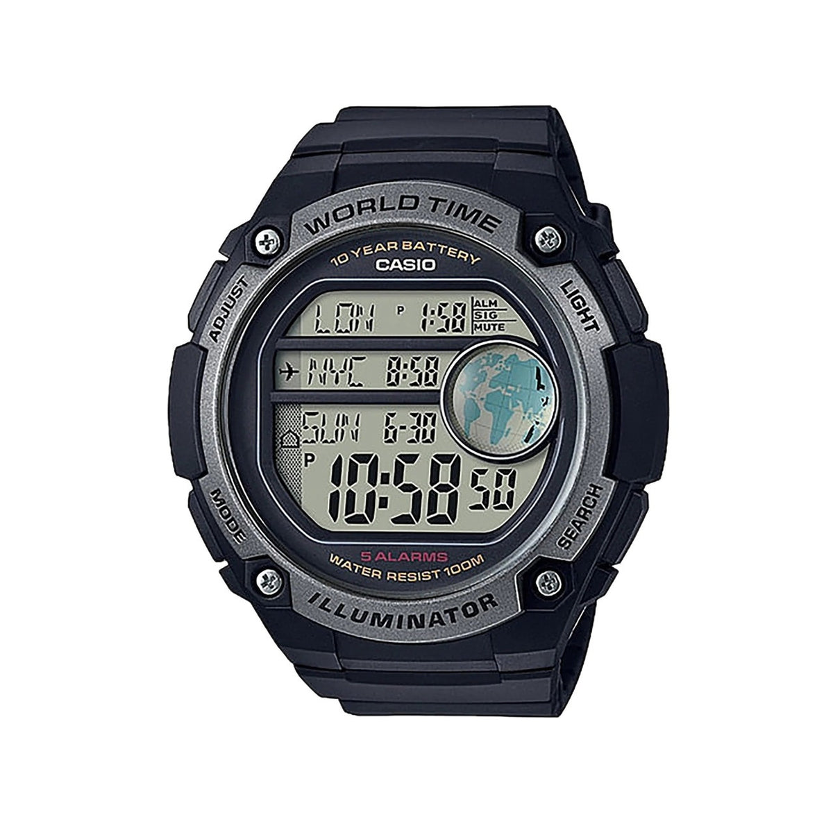 Casio Analog Watch Black Silver | AE-3000W-1AVDF