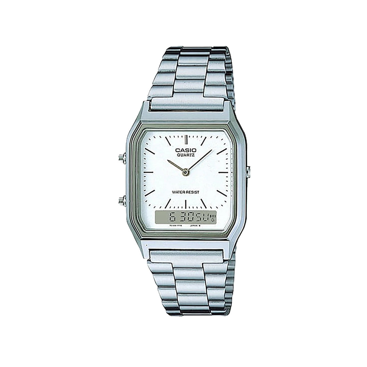 casio-3h-men-watch- Unisex Watch Silver Dual Time | AQ-230A-7DMQ