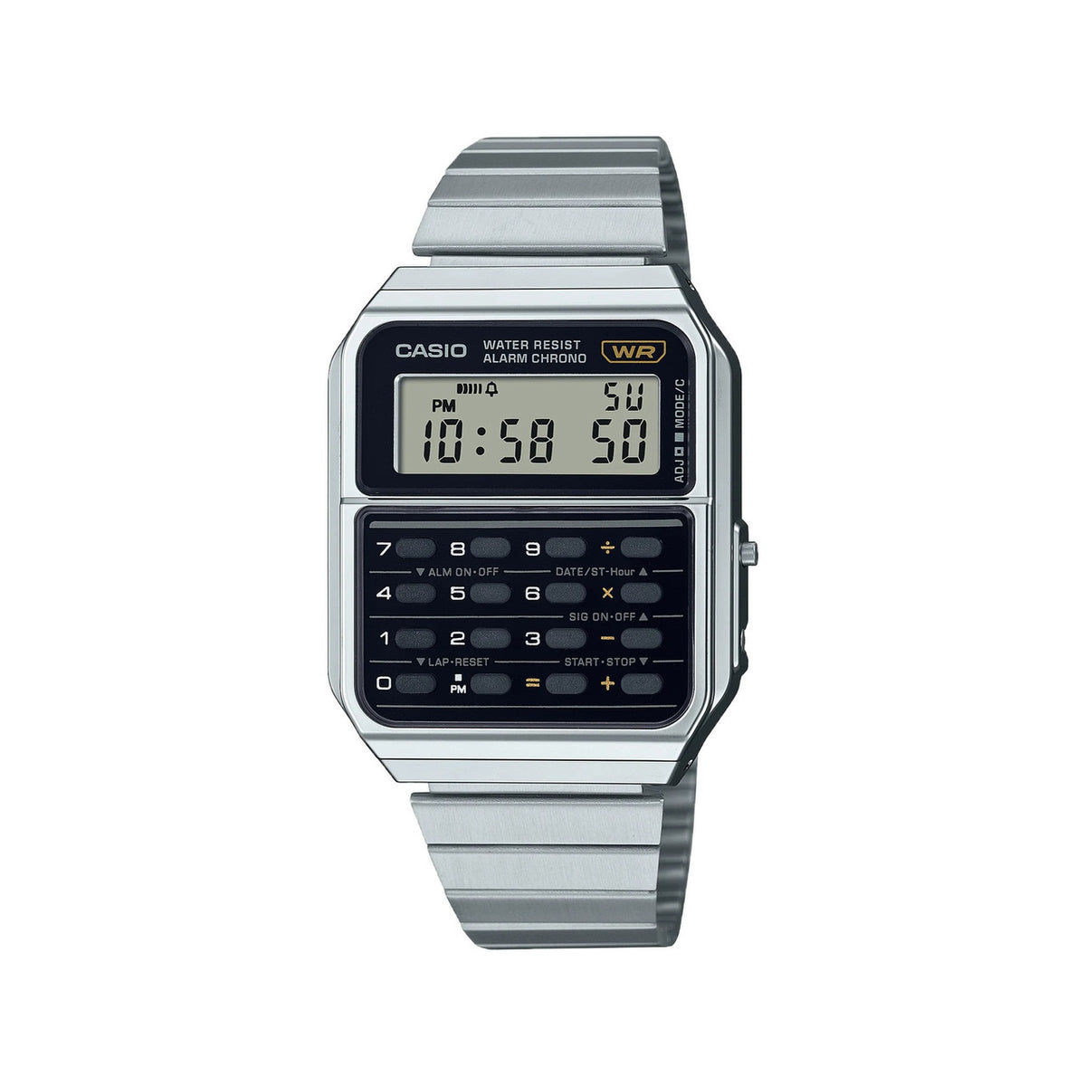 Casio Calculator Watch Silver Analog-Digital | CA-500WE-1ADF