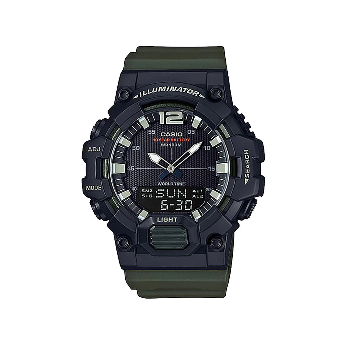 Casio Analog Watch Black Green Resin | HDC-700-3AVDF