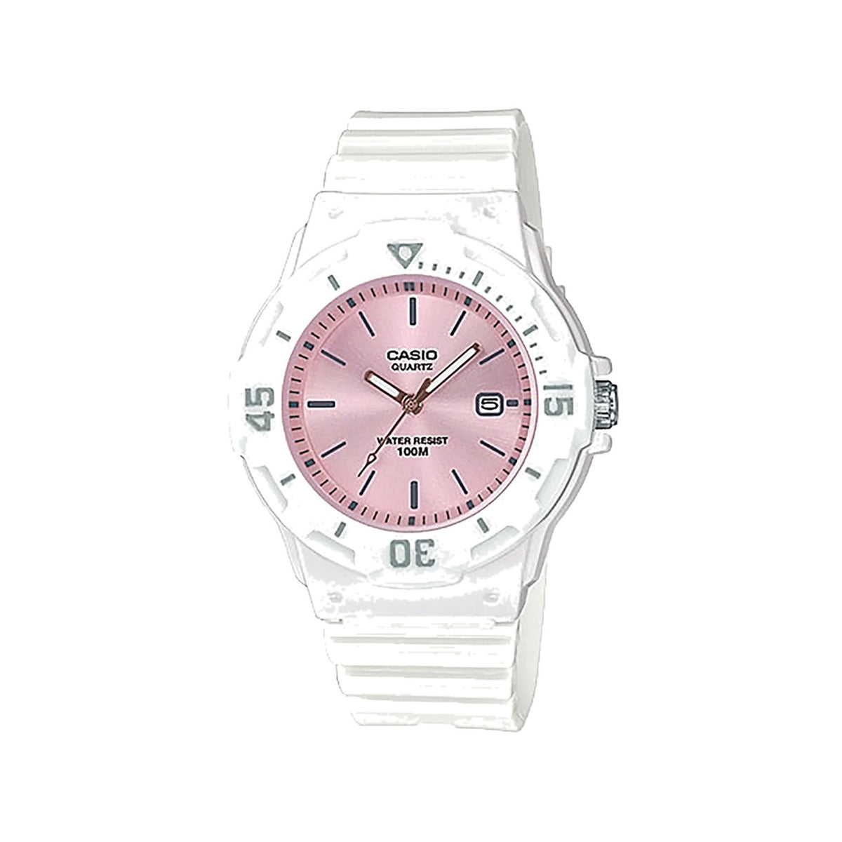Casio Watch Pink Dial White Resin Band | LRW-200H-4E3VDF