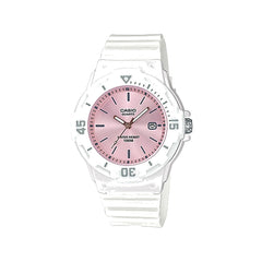 Casio Watch Pink Dial White Resin Band | LRW-200H-4E3VDF