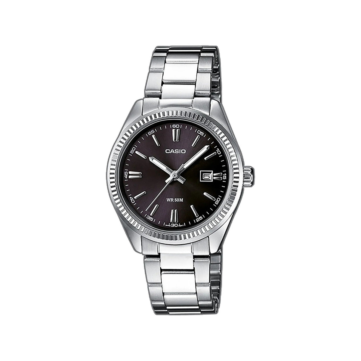 Casio Analog Watch Silver Black 30mm | LTP-1302D-1A1VDF