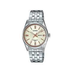 Casio Analog Watch Silver Stainless Steel Beige Dial | LTP-1335D-9AVDF