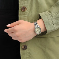 Casio Analog Watch Silver Stainless Steel Beige Dial | LTP-1335D-9AVDF