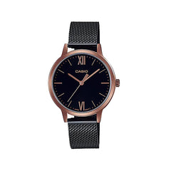 CASIO Analog Watch Black Rose Gold | LTP-E157MRB-1BDF