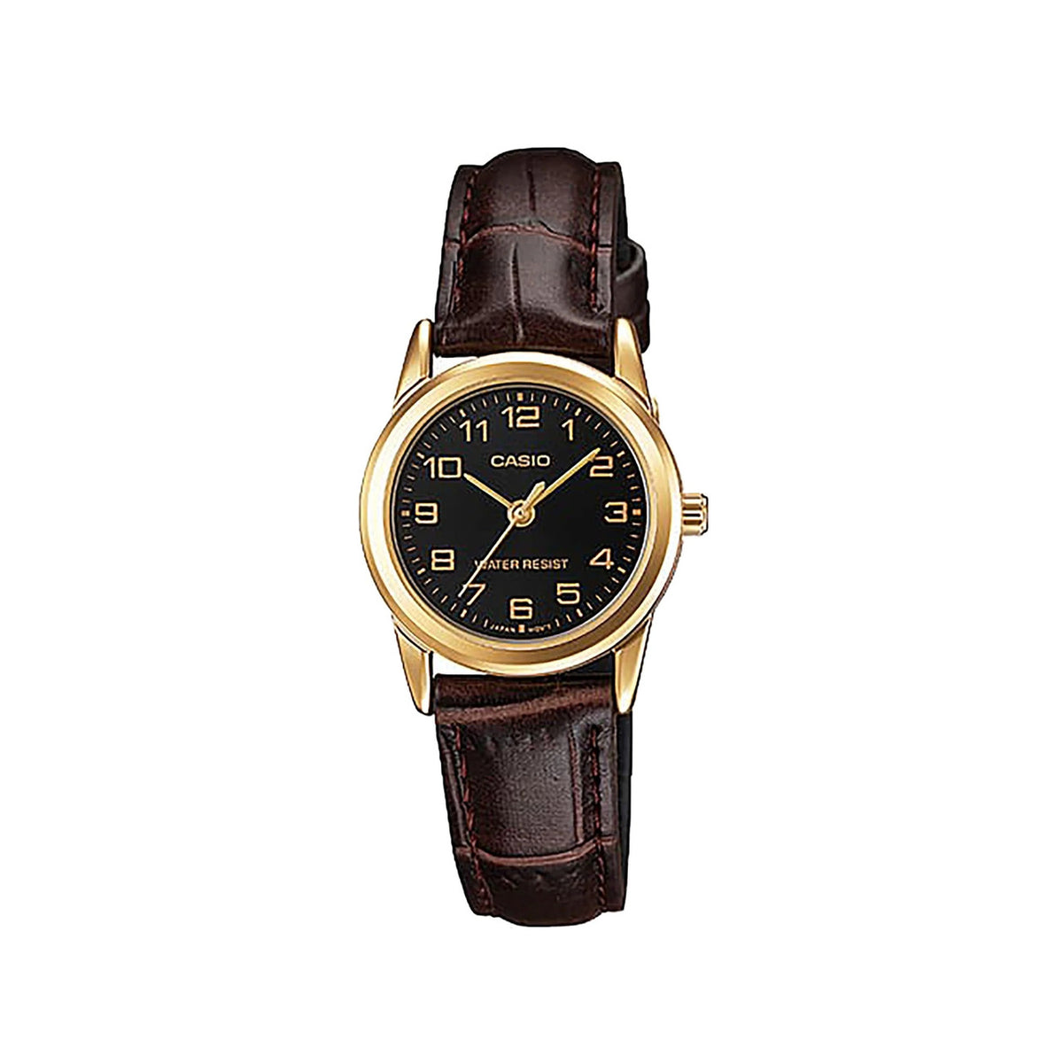 Casio Women 3H Watch Gold Black Dial | LTP-V001GL-1BUDF
