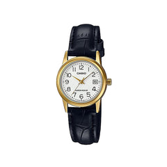 Casio casio-women-3h-watch- Women's Watch Gold Black Leather | LTP-V002GL-7B2UDF