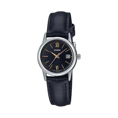 Casio Women 3H Watch Black Leather | LTP-V002L-1B3UDF