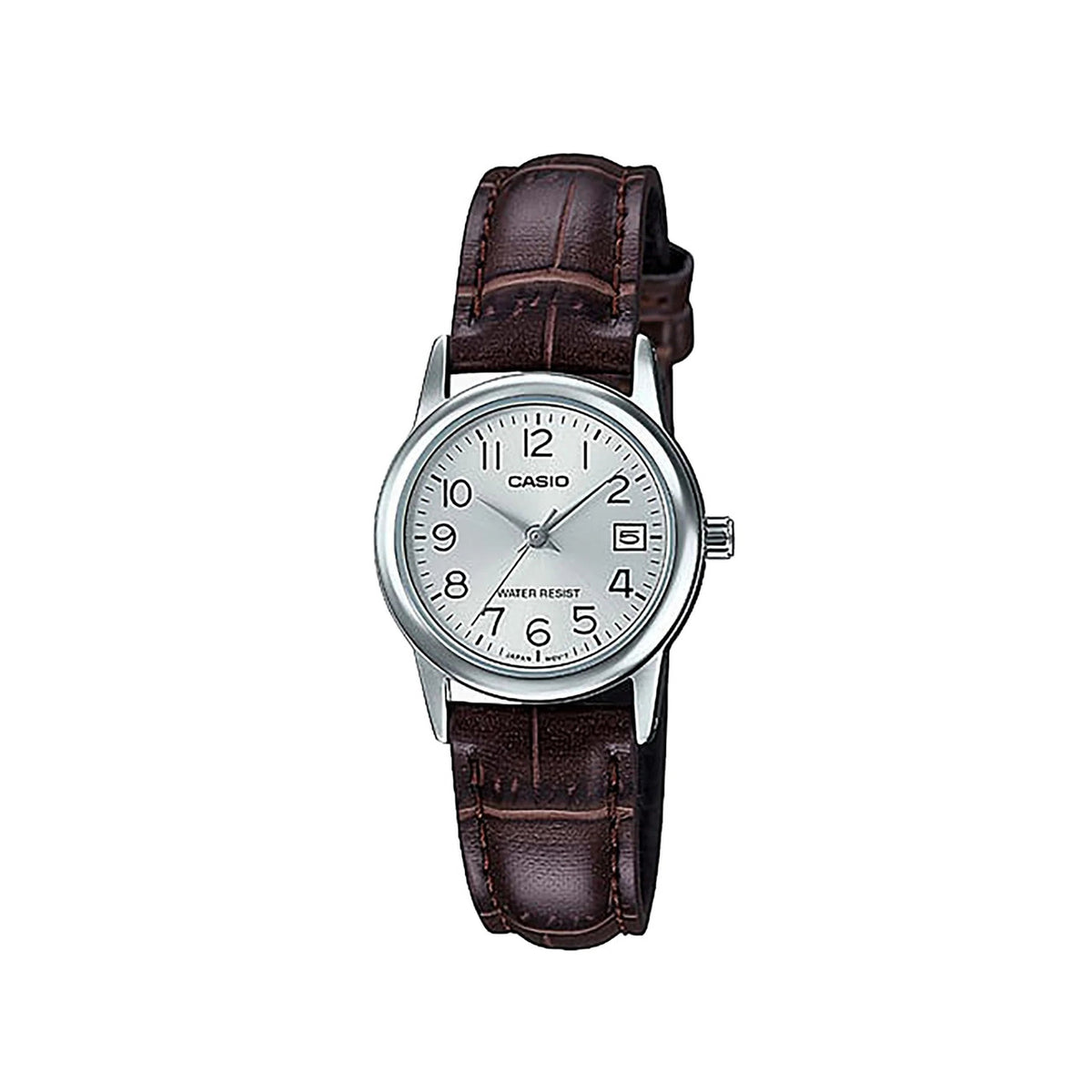 Casio casio-women-3h-watch- Women Watch Silver Brown Leather | LTP-V002L-7B2UDF