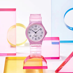 casio-unisex-3h-watch- Analog Watch Pink Resin | MQ-24S-4BDF