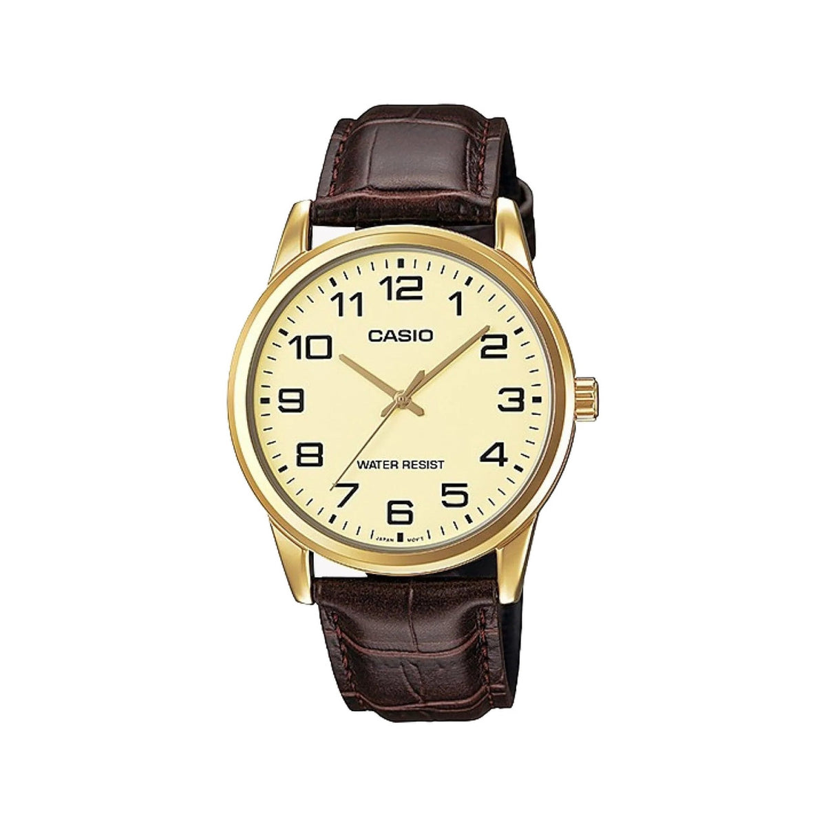 Casio casio-men-3h-watch- Men's Watch Gold Brown Leather | MTP-V001GL-9BUDF