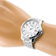 Casio Men 3H Watch Silver Stainless Steel | MTP-V004D-7BUDF