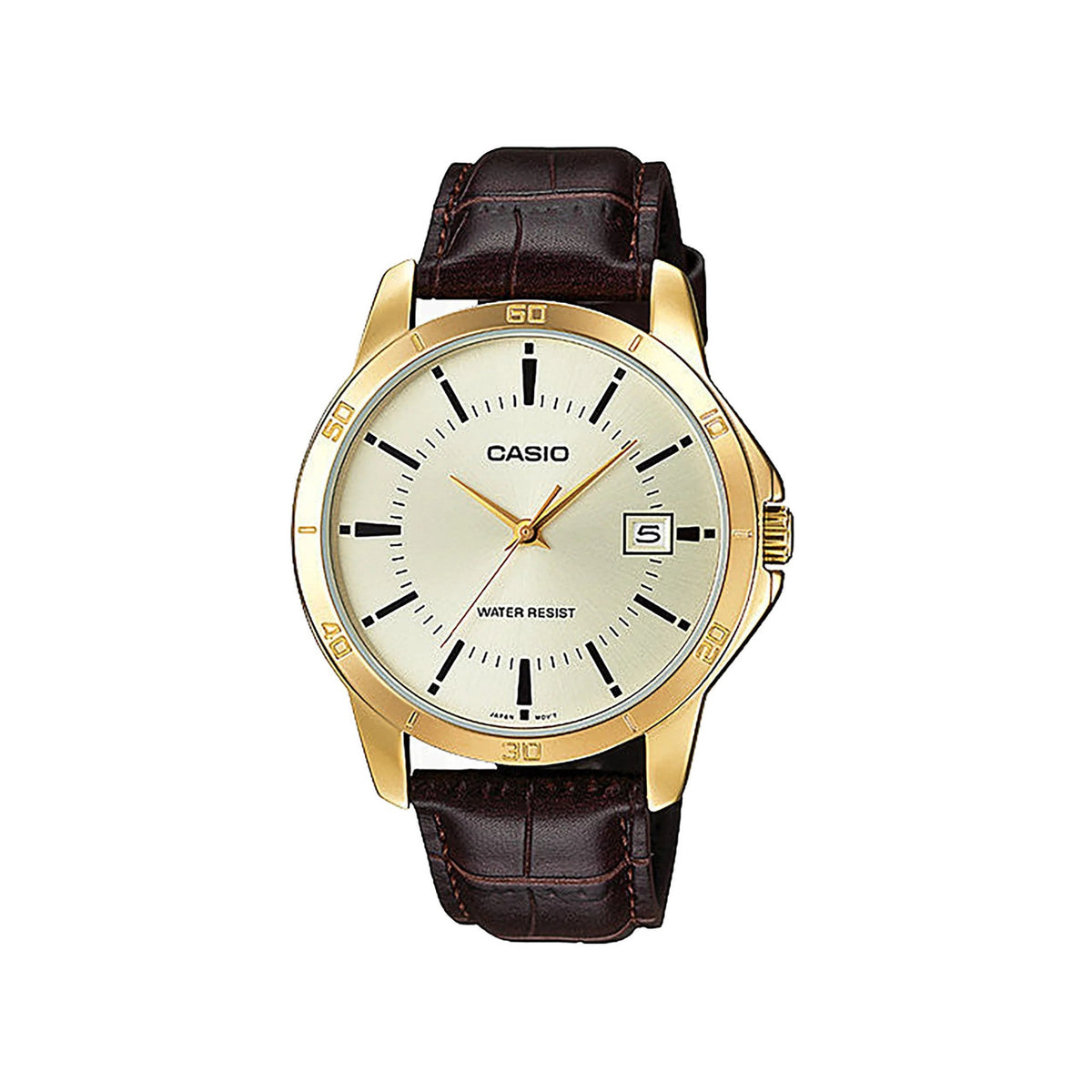 Casio Analog Watch Gold Brown Leather | MTP-V004GL-9AUDF