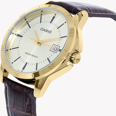 Casio Analog Watch Gold Brown Leather | MTP-V004GL-9AUDF