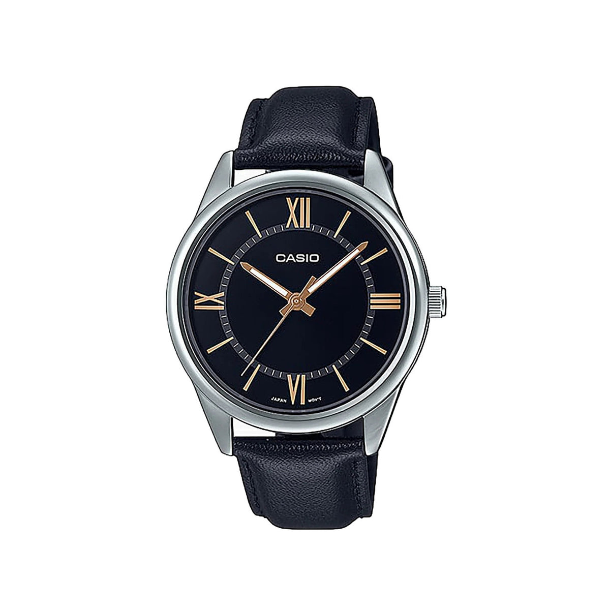 Casio Analog Watch Black Leather Silver Case | MTP-V005L-1B5UDF