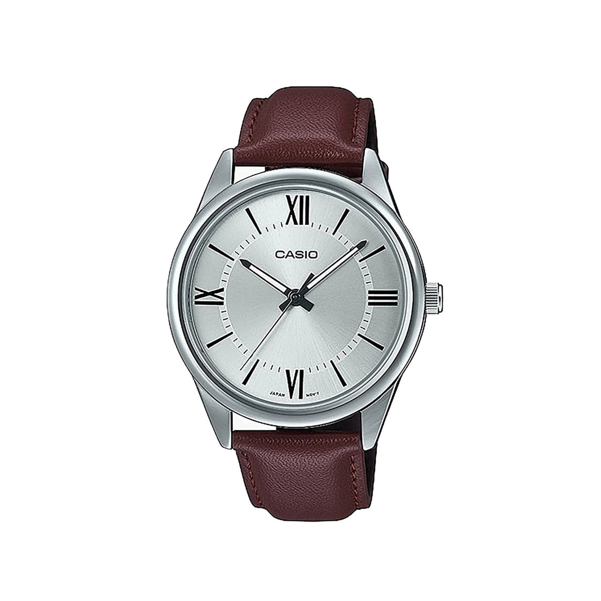 Casio Analog Watch Silver Black Leather | MTP-V005L-7B5UDF