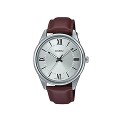 Casio Analog Watch Silver Black Leather | MTP-V005L-7B5UDF