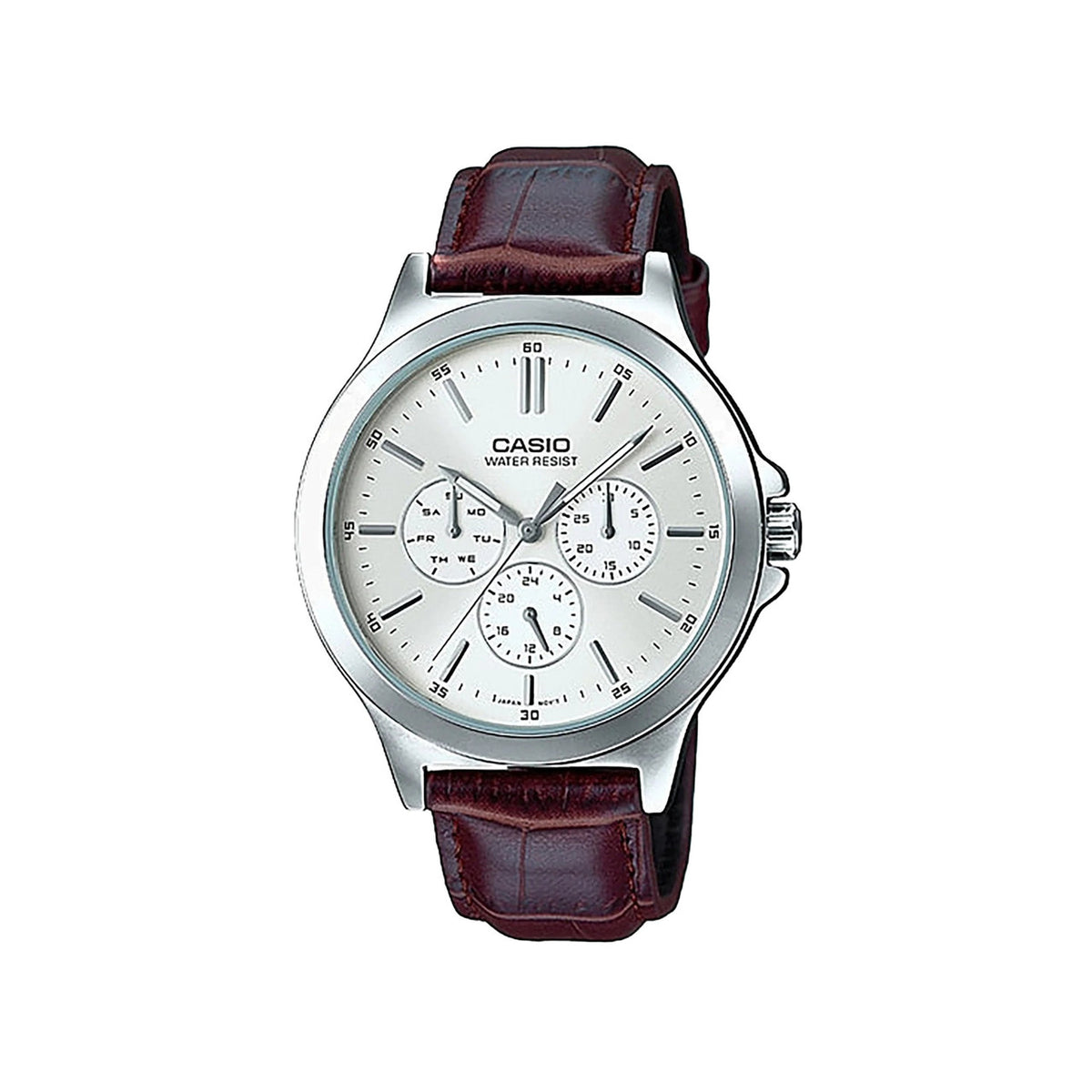 Casio casio-men-3h-watch- Men's Analog Watch White Dial Brown Leather | MTP-V300L-7AUDF