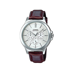 Casio casio-men-3h-watch- Men's Analog Watch White Dial Brown Leather | MTP-V300L-7AUDF