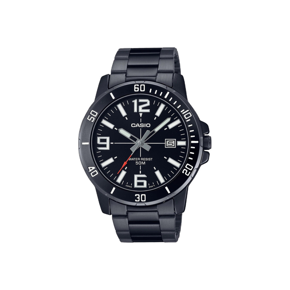 Casio Analog Watch Black Stainless Steel | MTP-VD01B-1BVUDF