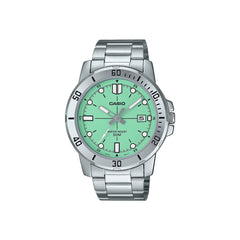 Casio casio-men-3h-watch- Men's Analog Watch Silver Green Dial | MTP-VD01D-3E1VUDF