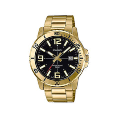 Casio Men 3h Analog Watch Gold Black | MTP-VD01G-1BVUDF