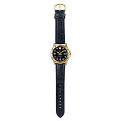 Casio Men 3H Watch MTP-VD01GL-1EV Black Leather 50M | MTP-VD01GL-1EVUDF