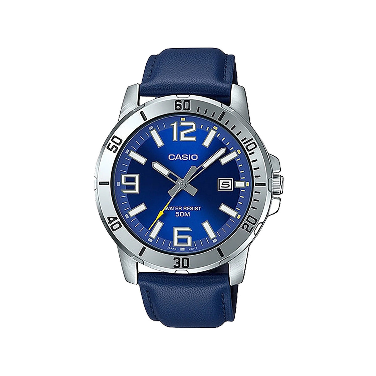 Casio casio-men-3h-watch- Men's Watch Silver Blue Dial 45mm | MTP-VD01L-2BVUDF