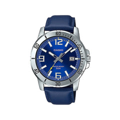 Casio casio-men-3h-watch- Men's Watch Silver Blue Dial 45mm | MTP-VD01L-2BVUDF