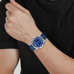 Casio casio-men-3h-watch- Men's Watch Silver Blue Dial 45mm | MTP-VD01L-2BVUDF