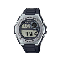 Casio Digital Watch Silver Resin Black Band | MWD-100H-1AVDF