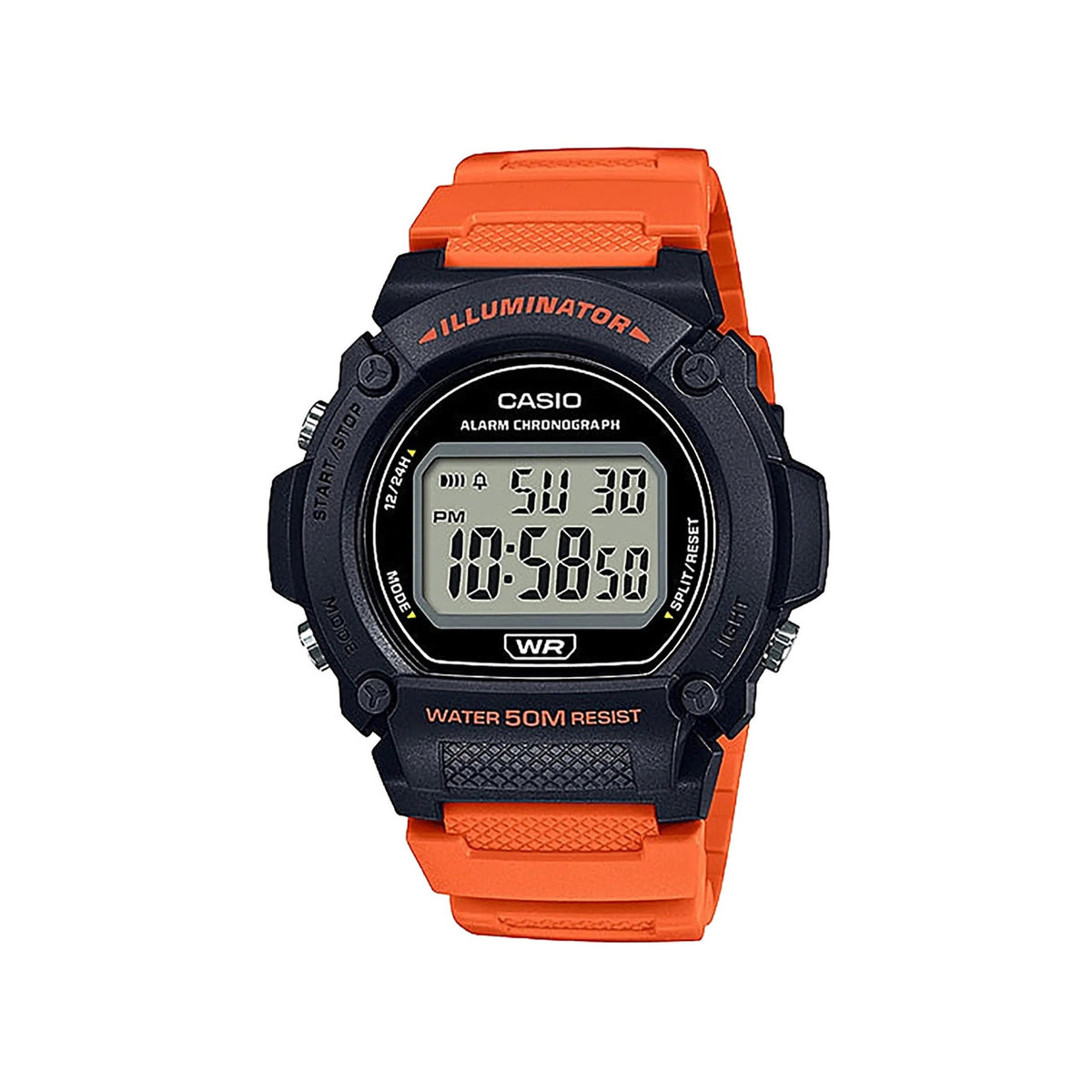 Casio Digital Watch White Resin Orange Band | W-219H-4AVDF