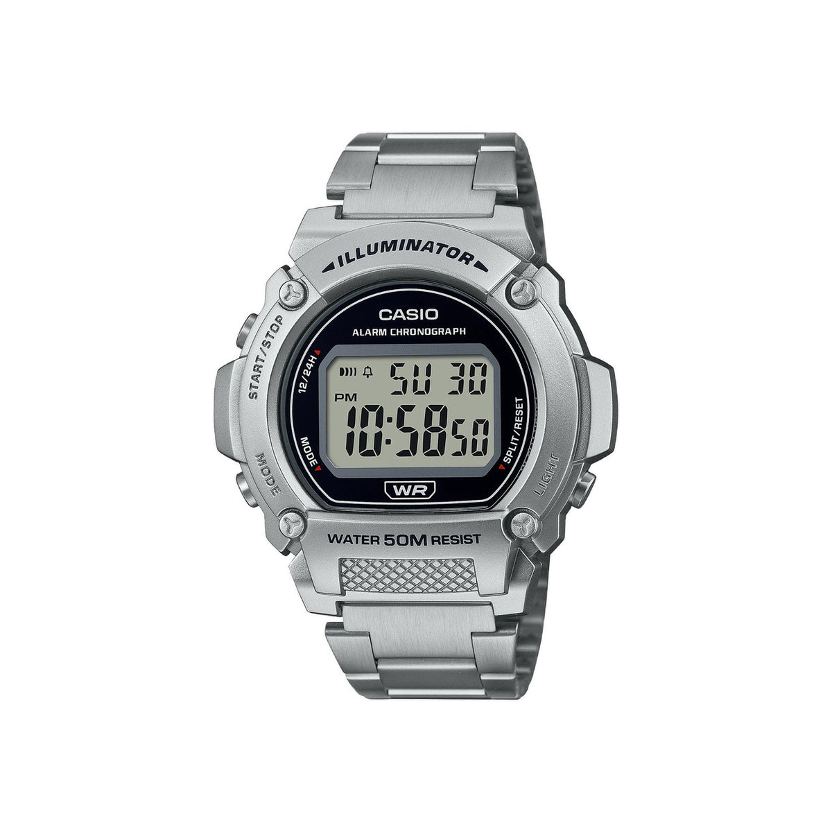 Casio Digital Watch Silver 48mm | W-219HD-1AVDF