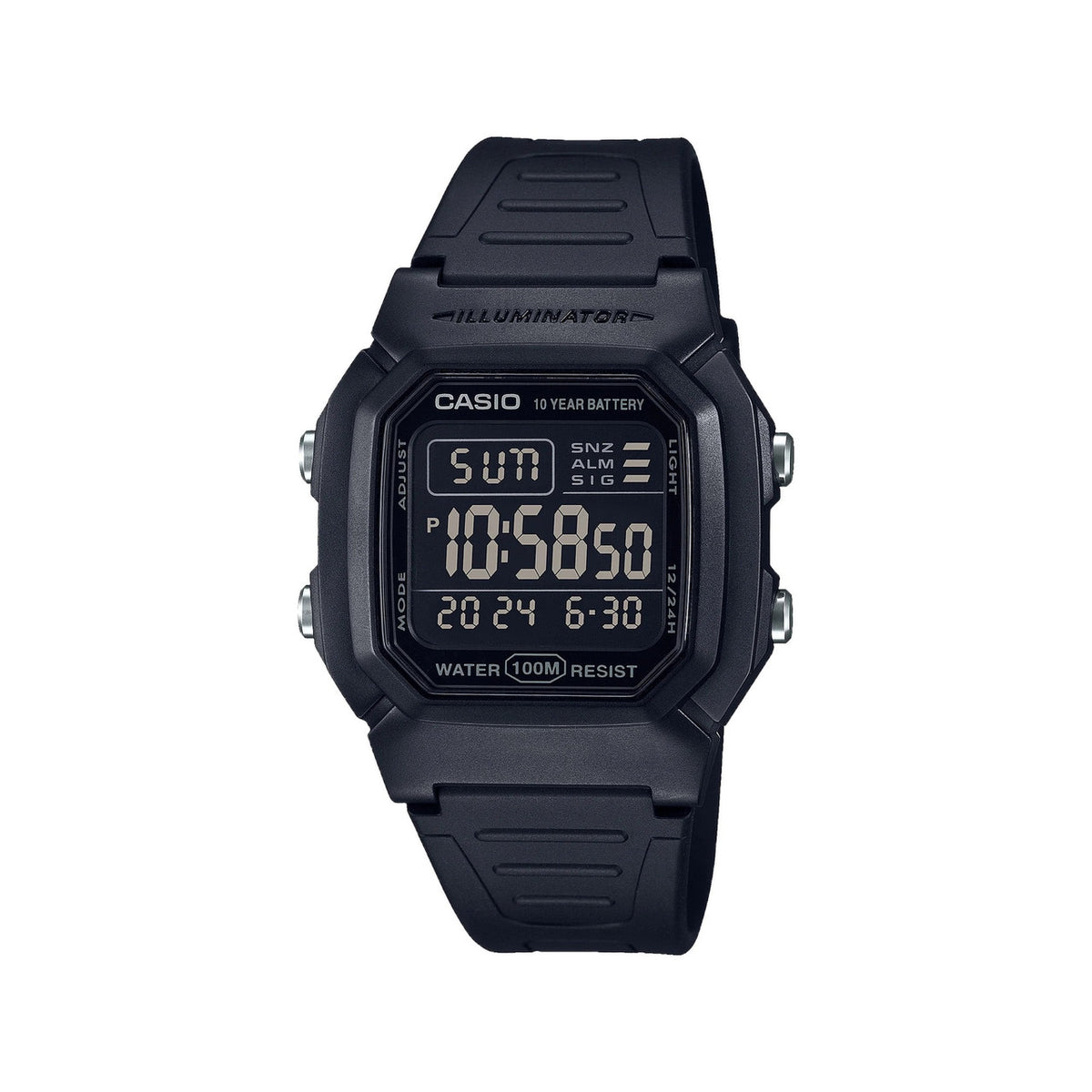 Casio Digital Watch Black Resin | W-800H-1BVDF