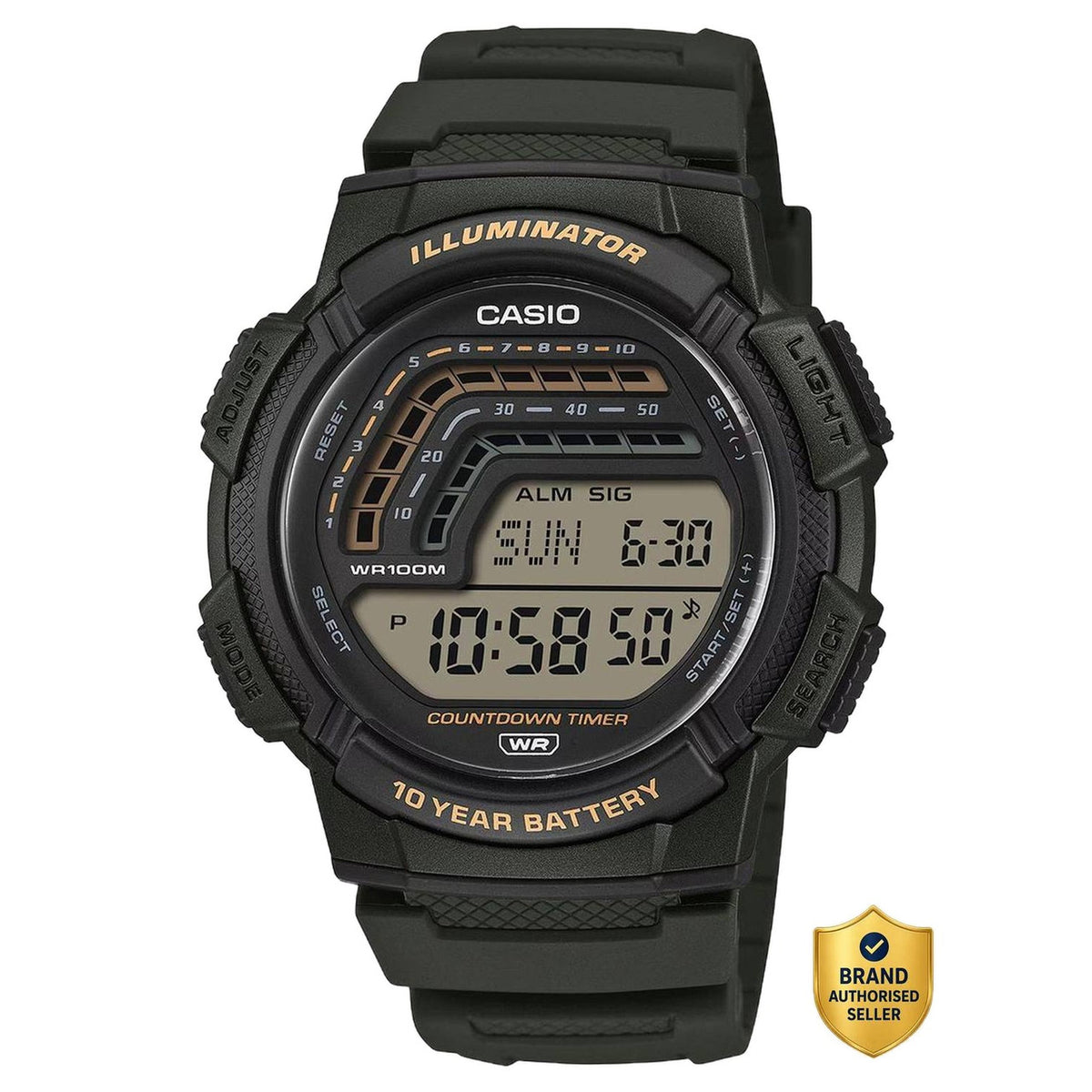 Casio Men's Digital Watch 100m Water Resistant | WS-1800-3AVDF