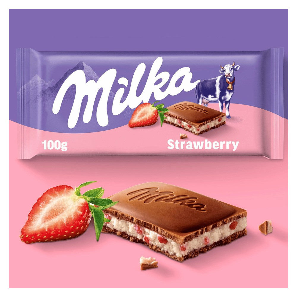 Milka Chocolate Tablet Strawberry Yoghurt 90g | 290892